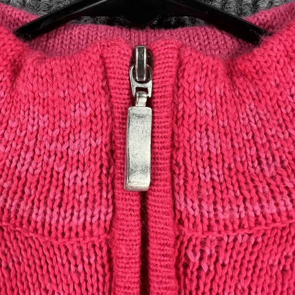 Obermeyer Sweater Womens Medium Pink Mimi 1/4 Zip Fair Isle‎ Ski Wool Blend - Picture 8 of 13